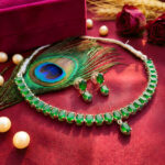LushJ Zirconia Oval Cut AD Necklace Set for Women (Green)